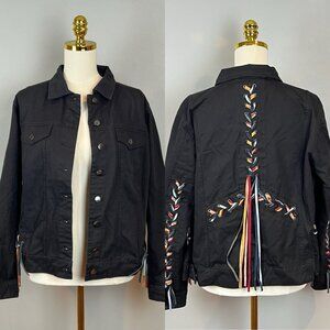 Sheryl Crow Black Jacket Women's Size Large Lace Up Boho Western Hippie